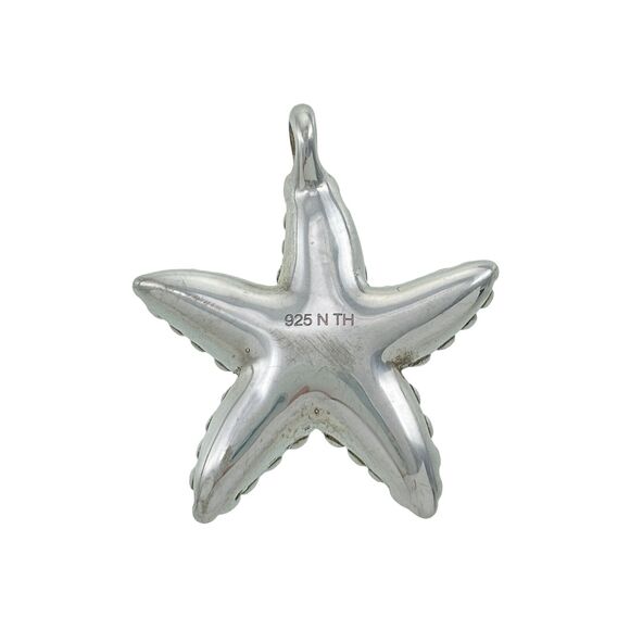 Vintage Sterling Silver 925 Puffy Sea Star Fish Pendant - Picture 2 of 4
